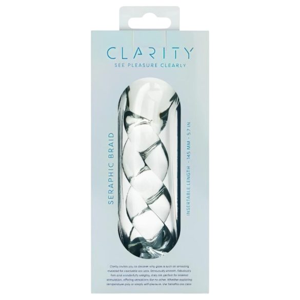 Clarity - glasdildo med fletmønster - gennemsigtig