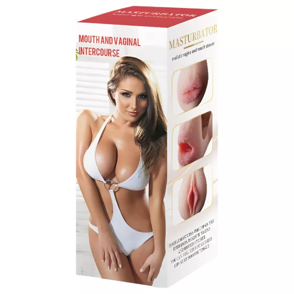Lonely 2in1 - kunstskede og kunstmund masturbator (natur)