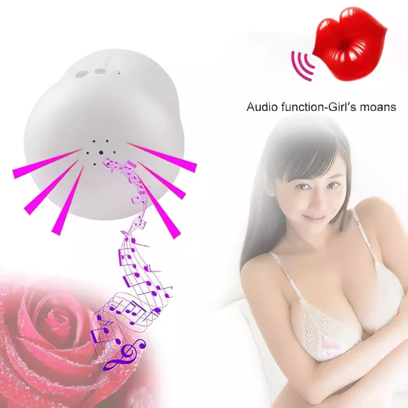 Lonely Happy - masturbator med lyd og vibration - hvid/natur - genopladelig