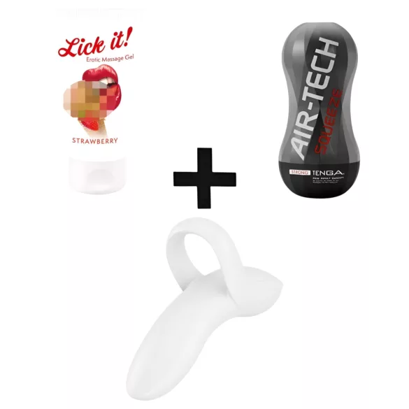 Parsæt - masturbator, fingervibrator og glidecreme