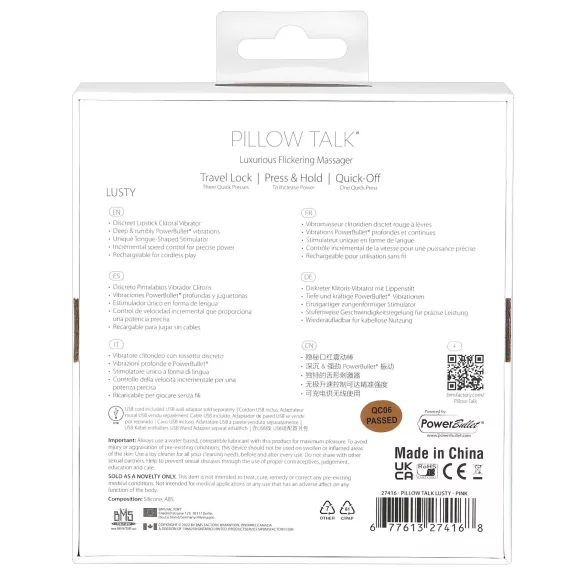 Pillow Talk Lusty - rystevibrator med tungespids - genopladelig - pink