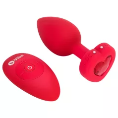   b-vibe heart - genopladelig fjernbetjent anal vibrator (rød)