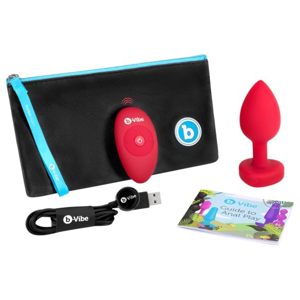 b-vibe heart - genopladelig fjernbetjent anal vibrator (rød)