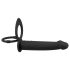 Sort Velvet dobbelt F - strap-on analvibrator (sort)