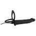 Sort Velvet dobbelt F - strap-on analvibrator (sort)