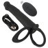 Sort Velvet dobbelt F - strap-on analvibrator (sort)