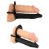 Sort Velvet dobbelt F - strap-on analvibrator (sort)