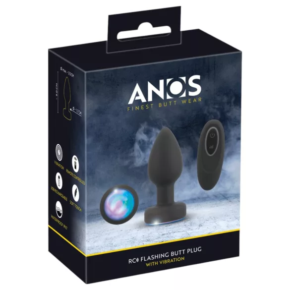 ANOS - lysende, vibrerende anal plug (sort)