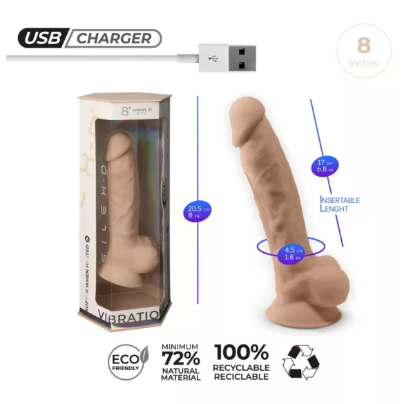 Silexd 8 - fjernbetjent vibrator med kugler - naturfarvet
