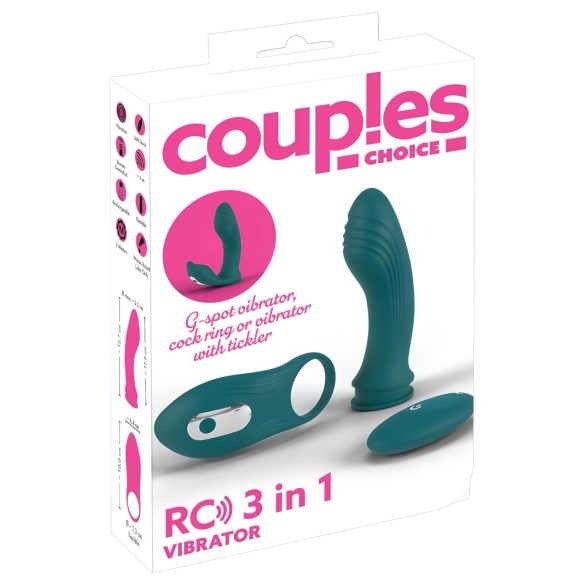 Couples Choice - multifunktionel vibrator til par - 3i1 - turkis