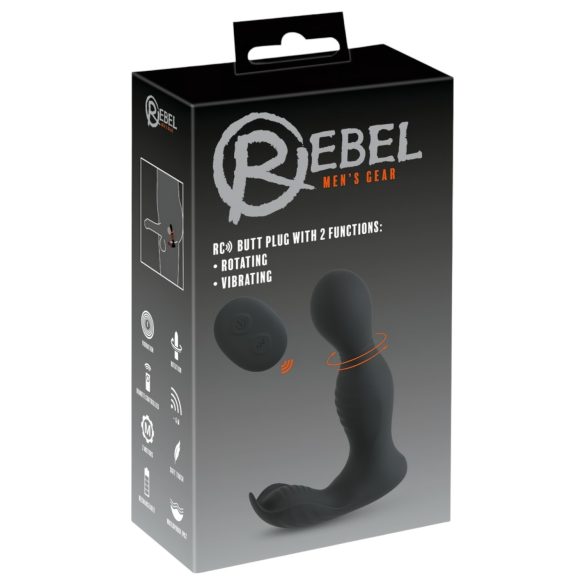 Rebel - 2i1 prostata vibrator med fjernbetjening - sort