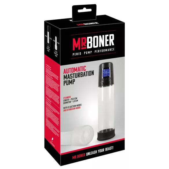 Mister Boner - automatisk penispumpe med opladning - sort/transparent