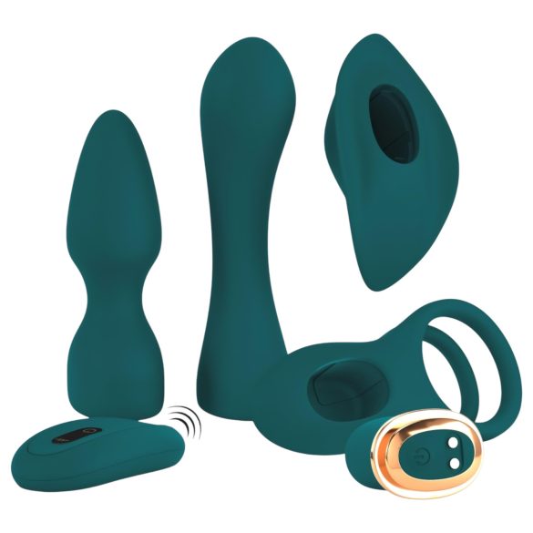 Couples Choice - parvibrator med fjernbetjening - 4i1 - turkis