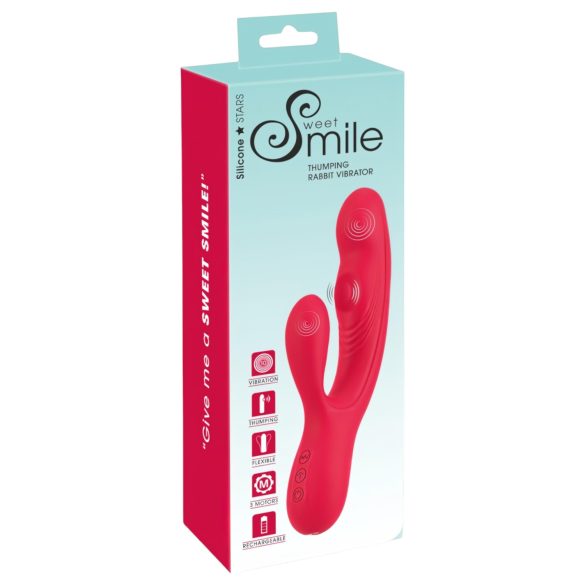 Smile Thumping Rabbit - rabbit vibrator med 3 motorer - genopladelig - rød
