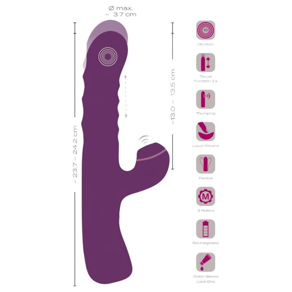 Javida - 3i1 rabbit vibrator - klitoris og g-punkt stimulering - lilla