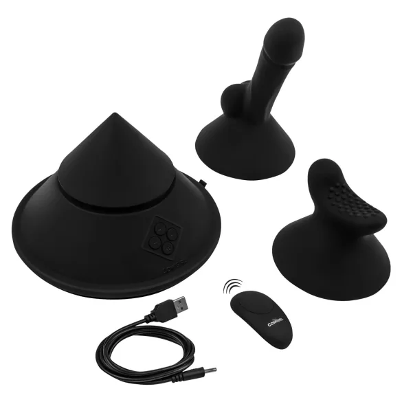 The Cowgirl Cone - app-styret premium sexmaskine - med 2 udskiftelige vedhæftninger, 20 vibrationsindstillinger (sort)