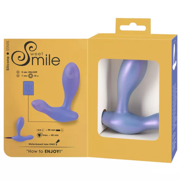 Smile - analplug med vibration - silikone blå