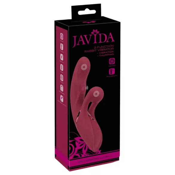 Javida - rabbit vibrator med klitorisarm - genopladelig - rød