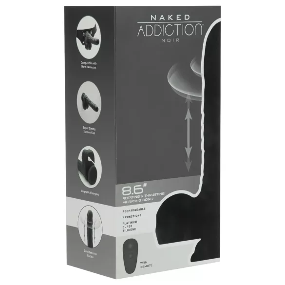 Naked Addiction - realistisk roterende og stødende vibrator - sort