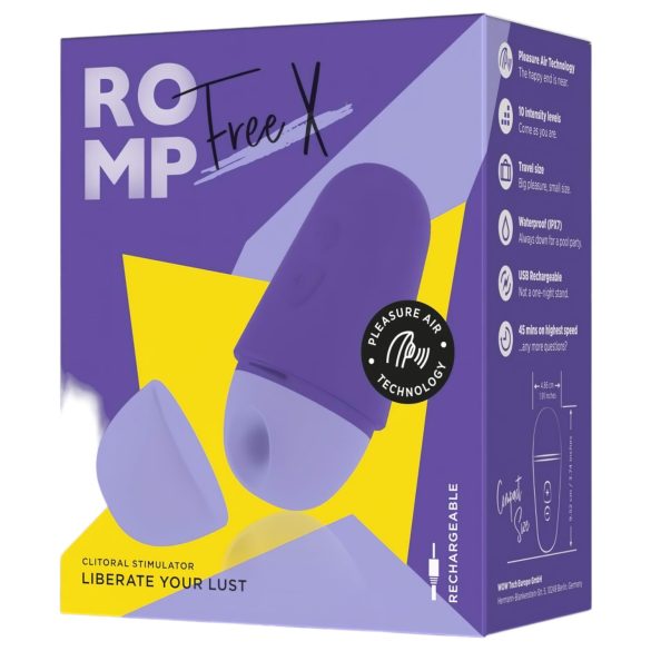 ROMP Free X - genopladelig lufttryks-vibrator (lilla)