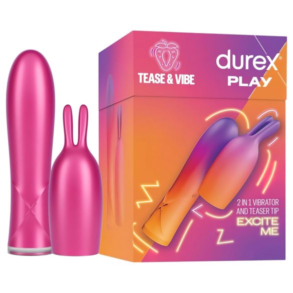 Durex Tease & Vibe - stavvibrator med kanin-klitorisstimulator (pink)