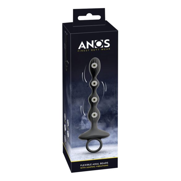 Anos - 2-motors anal vibrator med bevægelige kugler (sort)
