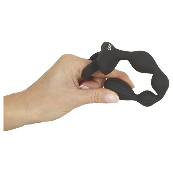 Anos - 2-motors anal vibrator med bevægelige kugler (sort)