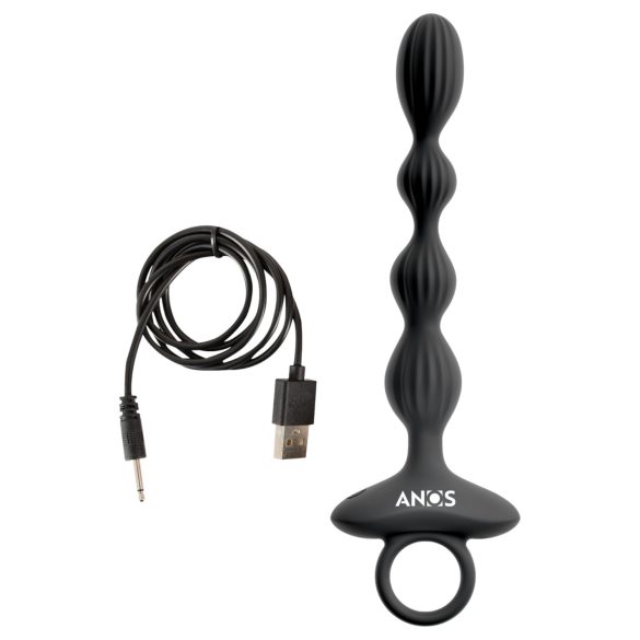 Anos - 2-motors anal vibrator med bevægelige kugler (sort)