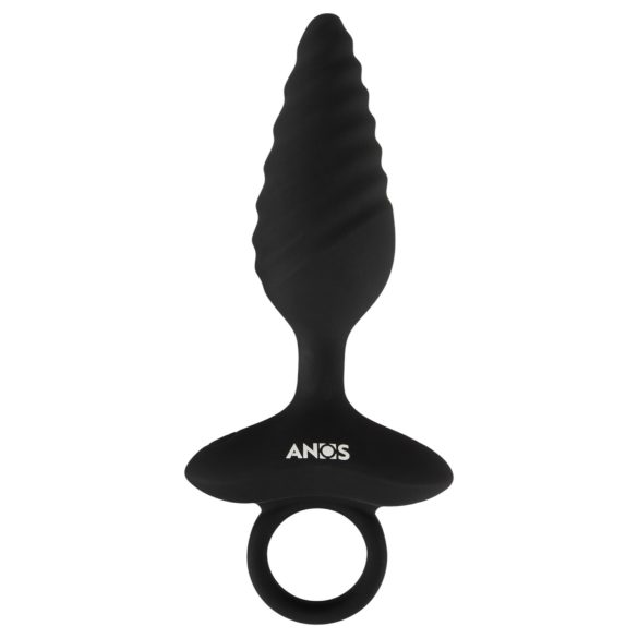 ANOS - ribbet vibrerende anal plug (sort)