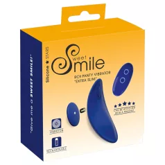   Smile - bærbar, ekstra tynd trussevibrator med fjernbetjening (blå)