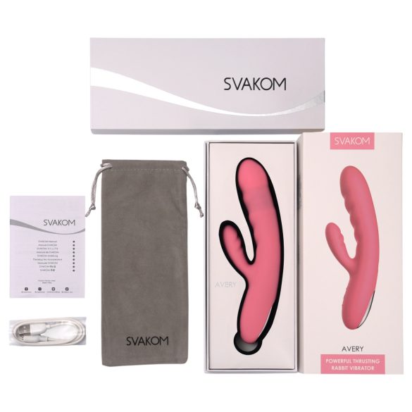 Svakom Avery - batteridrevet rabbit vibrator - thrust - pink