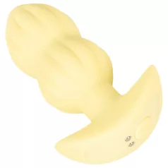   Cuties Mini - analplug med vibration og riller - silikone gul