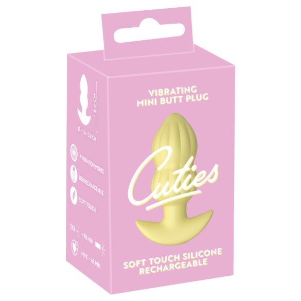Cuties Mini - ribbet vibrerende anal plug (gul)