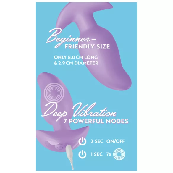 Cuties - mini analplug med vibration - lilla