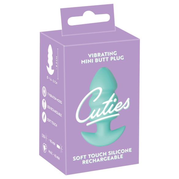 Cuties Mini - analplug med kugler - vibrator - grøn