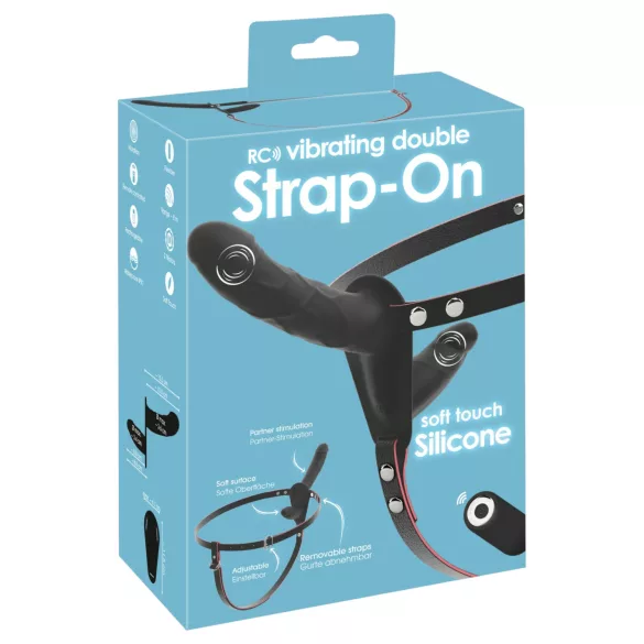 You2Toys - fjernbetjent dobbelt strap-on vibrator (sort)