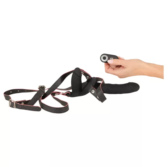 You2Toys - fjernbetjent dobbelt strap-on vibrator (sort)