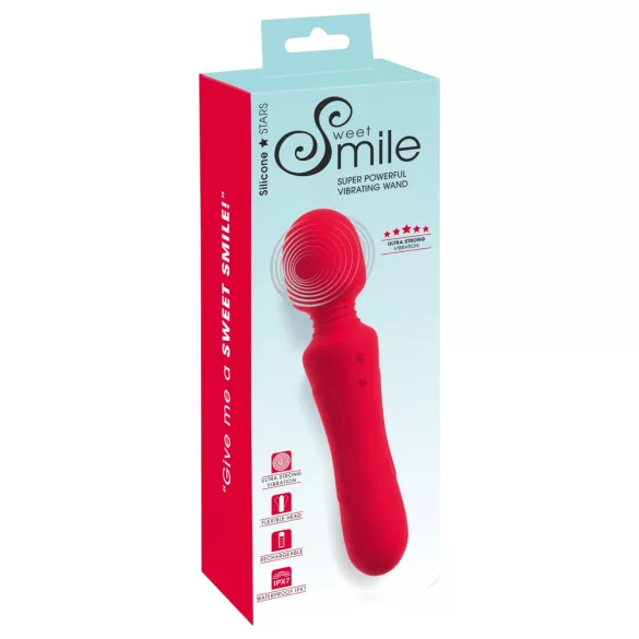 Sweet Smile - genopladelig, vandtæt wand-vibrator (rød)