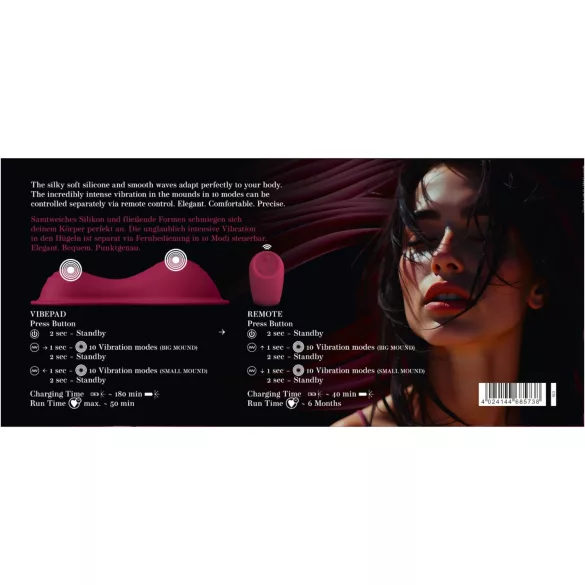 Vibepad Intense 2 - fjernbetjent vibrationspude (rød)