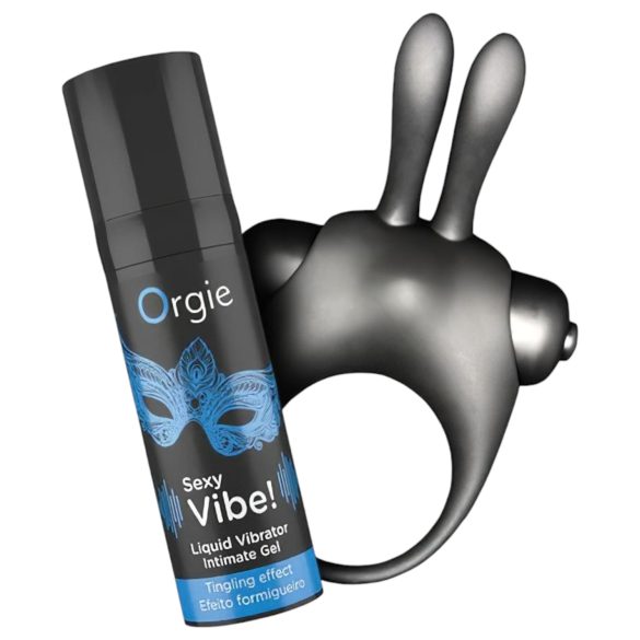 Orgie Bunny - vibrerende penisring sæt (sort)