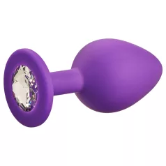 Baseks - silikone anal plug med krystalsten (lilla) - 8 cm