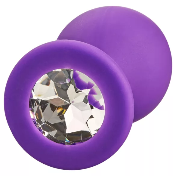 Baseks - silikone anal plug med krystalsten (lilla) - 8 cm