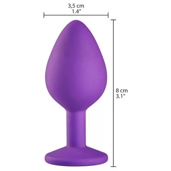 Baseks - silikone anal plug med krystalsten (lilla) - 8 cm