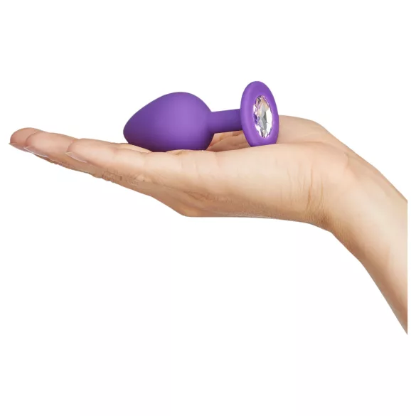 Baseks - silikone anal plug med krystalsten (lilla) - 8 cm