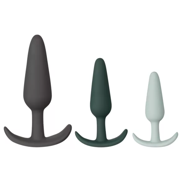Amaysin - silikone anal-plug sæt (sort og grøn) - 3 stk.