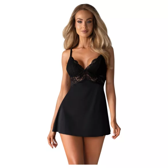 Obsessive - blonde babydoll og g‑string (sort)