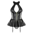 Obsessive - korsage og g-streng i lak-look (sort) - L/XL