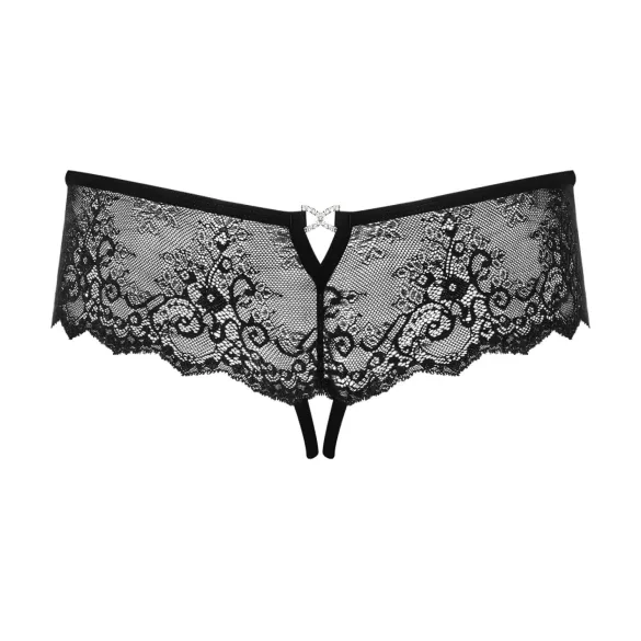 Obsessive Merossa - åben dametanga med strass - sort - 2XL/3XL