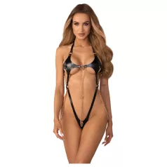   Obsessive Anyya - kropsnær body med kæder og læderlook (sort)