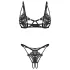 Obsessive Luise - 2-delt undertøjssæt med tulipaner (sort) - L/XL